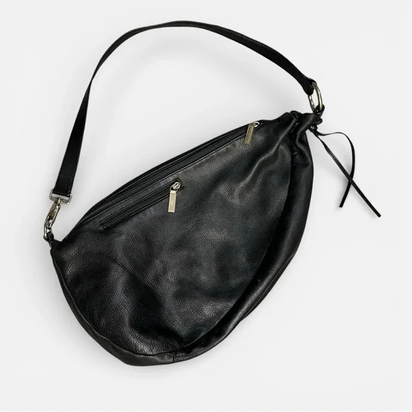 🖤 HOBO Black Pebbled Leather Slouch Shoulder Bag Crescent - Picture 1 of 5